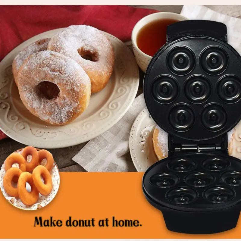 Small Donut Maker Machine for Kid-Friendly Breakfast, Snacks, Desserts &  More with Non-stick Surface, Makes 7 Doughnuts, Donut Print