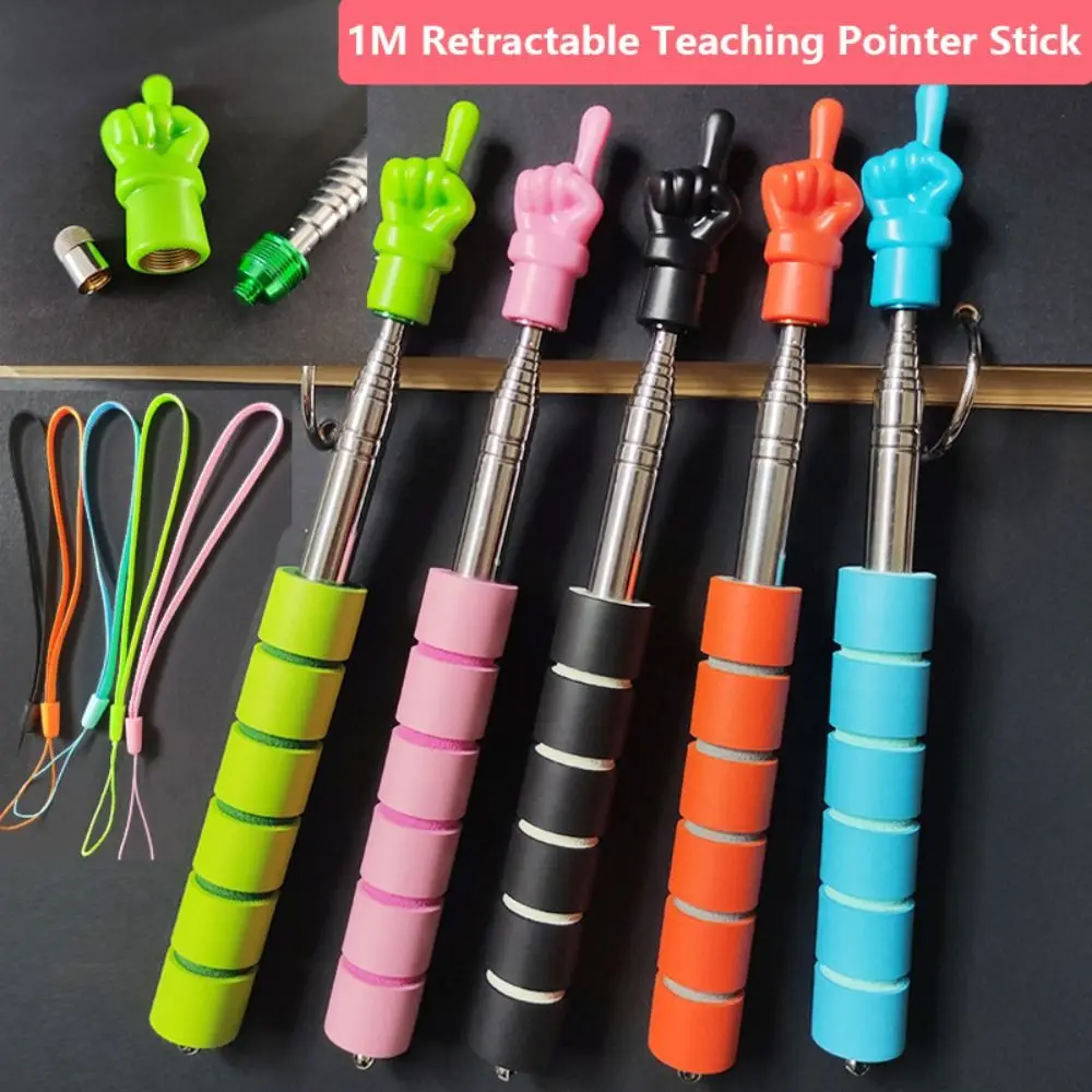 1M insegnamento bastone palmare estensibile insegnamento puntatore in acciaio inox testa del dito Touch Screen penna attrezzature educative - immagine 3