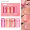 Hot Jelly Blush Lip Dye 4Pcs/Set Wears Makeups Gighly Saturated Enhances Complexion Lip Cheek Contour Rouge Liquid Blush Sticks 1