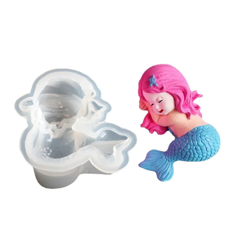 3D Little Angel Mermaid Silicone Mold DIY Angel Baby Candle Plaster Crafts Resin Clay Molds Handmade Chocolate Ice Cake Tool silicone soap molds epoxy resin molds