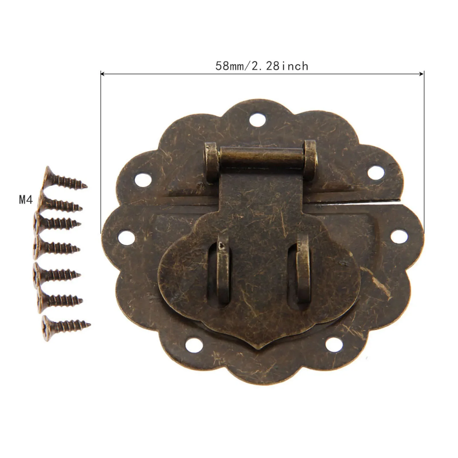 58mm Wood Box Hasp Drawer Latches Lock Catch Antique Bronze for Jewelry Box Suitcase Buckle Clip Clasp Furniture Hardware