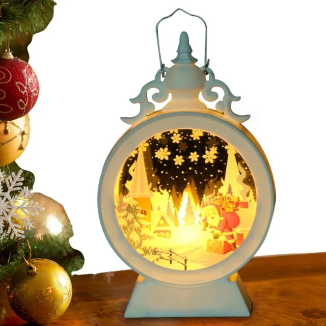 Christmas Decorative Lantern Snow Globe Christmas Decorations Indoor Outdoor Flashing Candle Lights, Dining Table Fireplace Decoration Hanging Candle