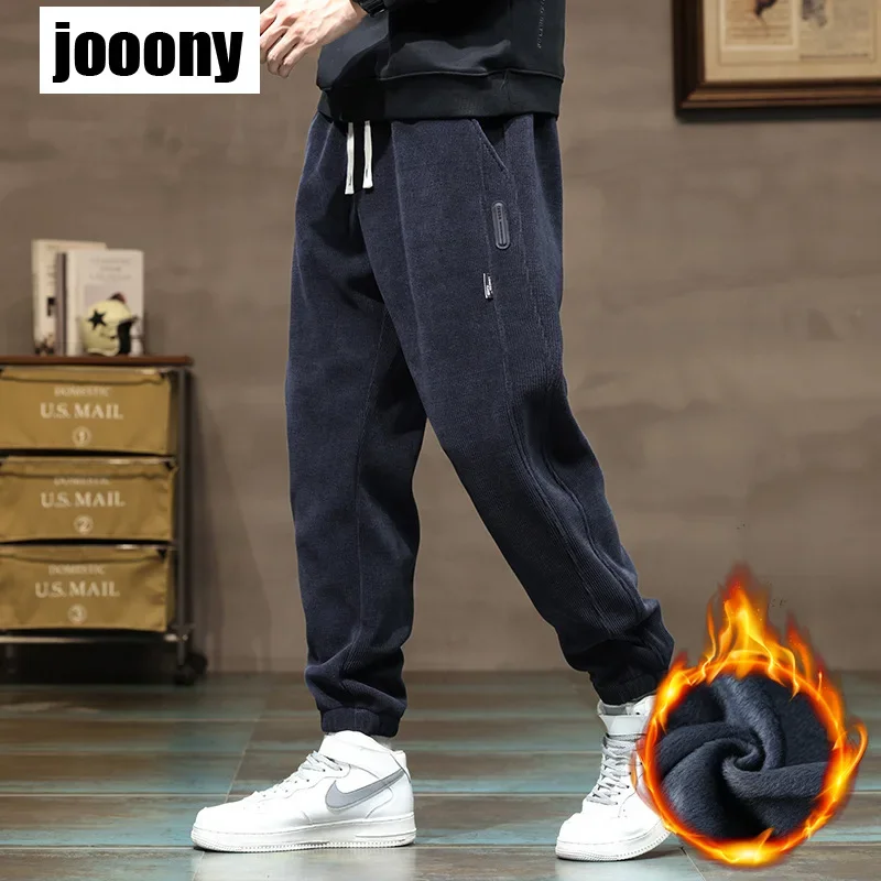 

Men Stretch Thick Elastic Waist Fluff Sweatpants Korean Classic Jogging Trouser Brand Clothing Winter Fleece Warm Corduroy Pants