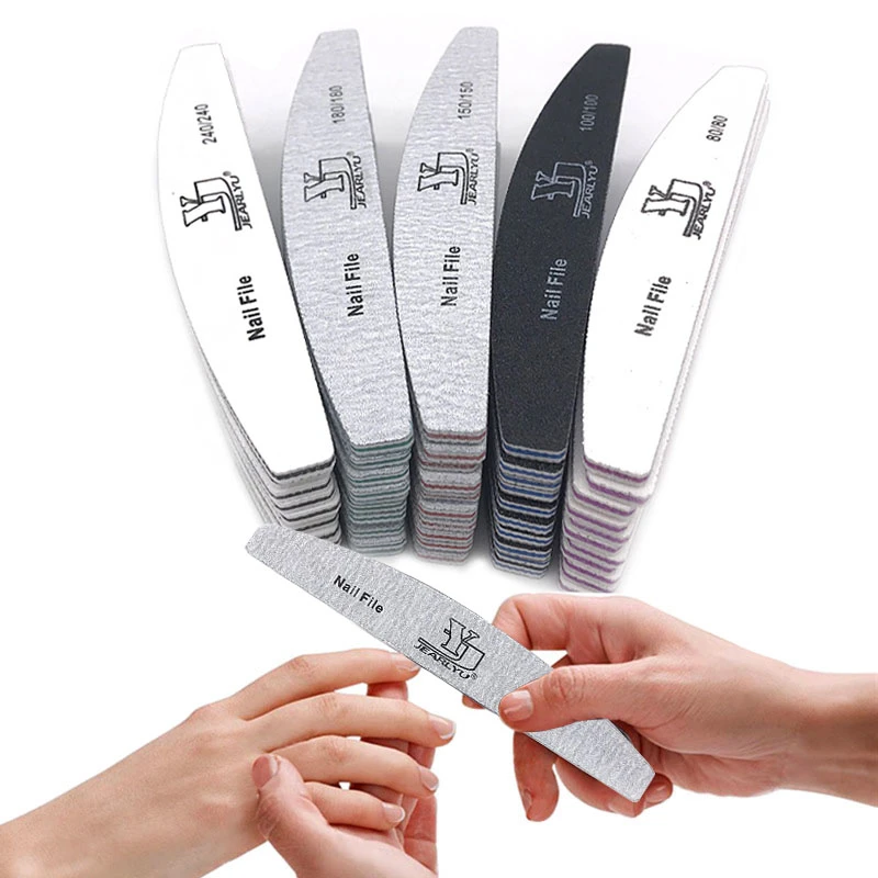 5pcs/lot Moon Style Nail Files Black White 80 100 150 180 240 Grit Nail