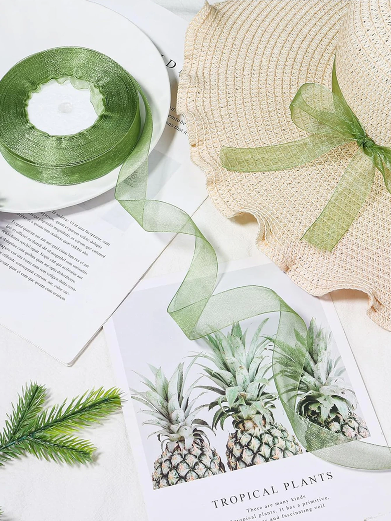 Salbeigrünes Organzaband zum Verpacken von Geschenken, Blumenstrauß, perfekte Hochzeiten und Geburtstagsgeschenke, Weihnachtssträuße, DIY-Bastelarbeiten – Detail 5