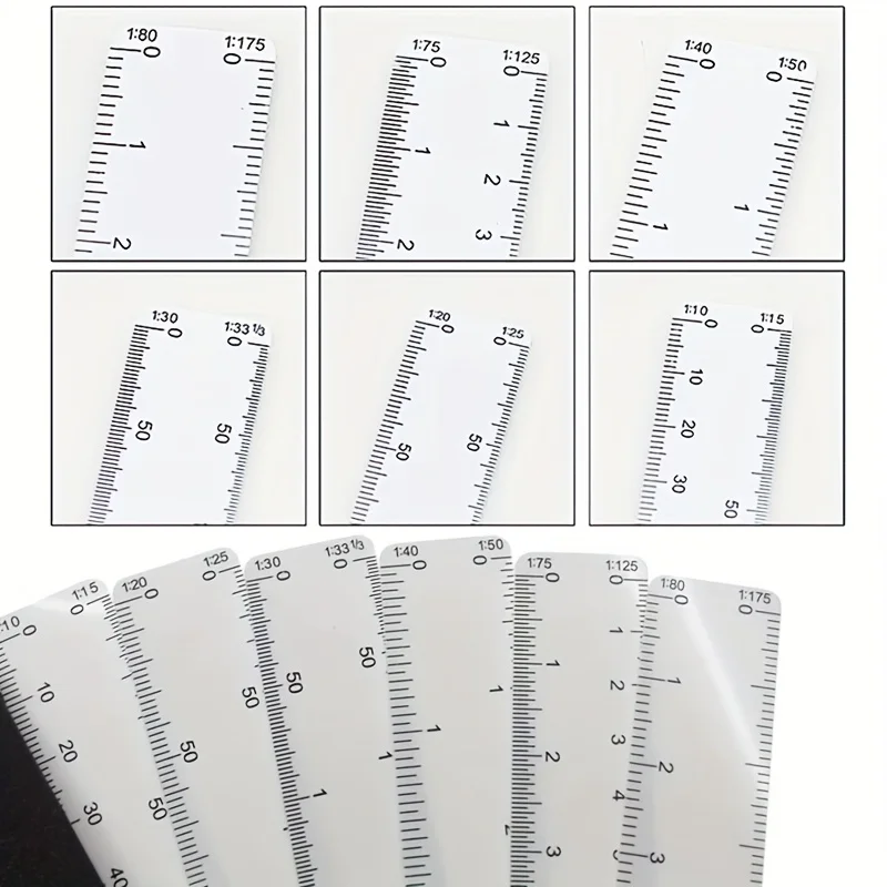 공학 건축가용 6날개 팬형 스케일 자, 다기능 다중 스케일 6가지 크기 접이식 자