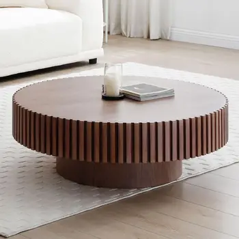 Walnut Round Fluted Coffee Table 1