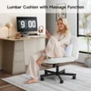 Massage Cross Leg Office Chair w/ Double Layer Sponge Cushion,Corduroy/Pearl Velvet Wide Armrest Desk Chair Mid Back Adjustable 3