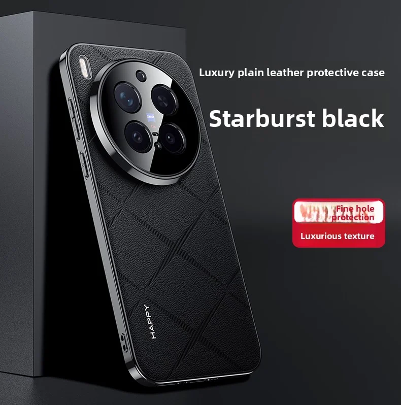 Luxury Leather Plating Frame Case with Camera Protection and Shockproof Bumper Cover