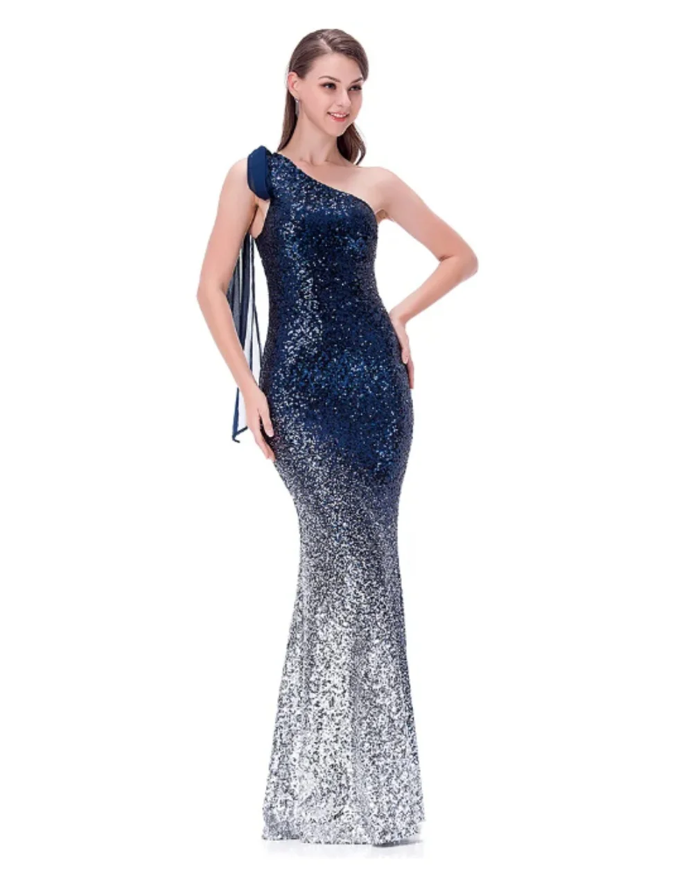 

Pretty Fashions Evening dress Asymmetric Neck Gradual Shiny Sequin Mermaid Prom Dress Birthday Party dress Vestidos de gala 2023