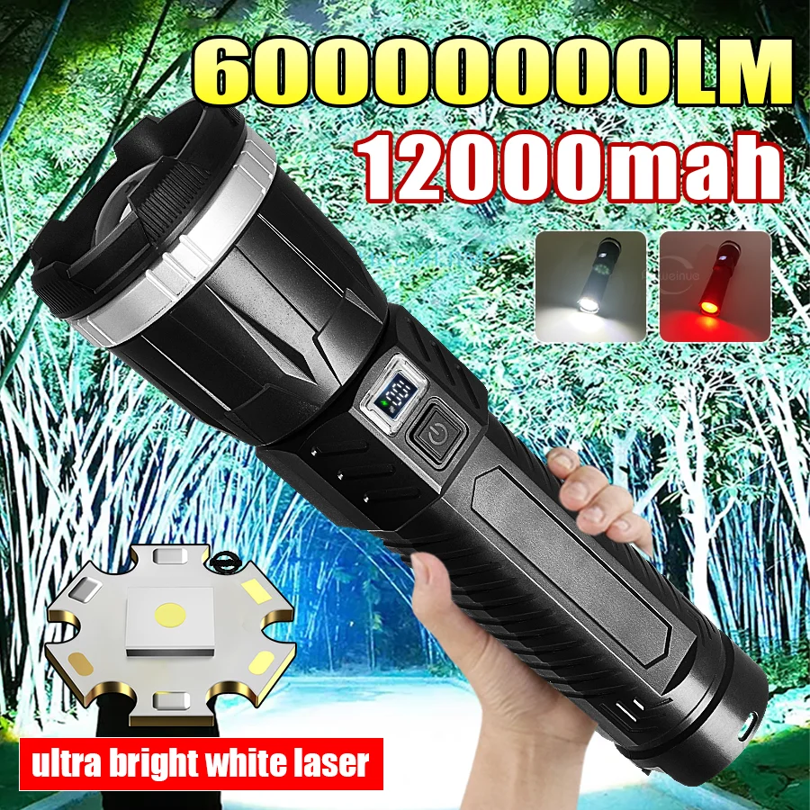 La lampe de poche LED la plus puissante 6000000LM lampe de poche rechargeable de haute puissance Long Shot 4km lampes de poche tactiques Camping