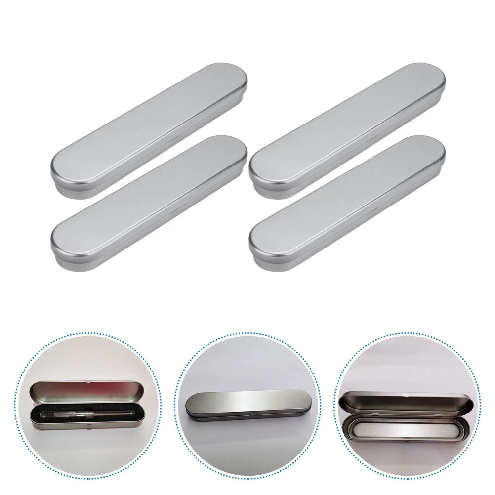 문구류 상자 작은 연필 케이스, 미니 보관 학생 가방 컨테이너, 양철판, 4 개