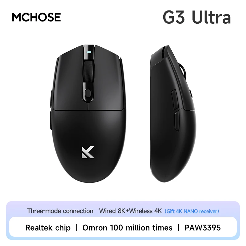 Tri-Mode Wireless Gaming Mouse-PAW3311 Sensor Type-C 2.4G/Bluetooth/Wired Ultra-Light Ergonomic for PC/Laptop Gaming