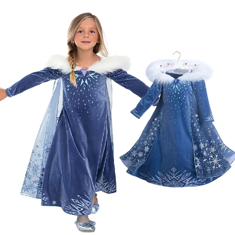 Fancy Birthday Girl Snow Queen Elsa Princess Dress Christmas Halloween Carnival Cosplay Costume Party Girl First Communion Dress