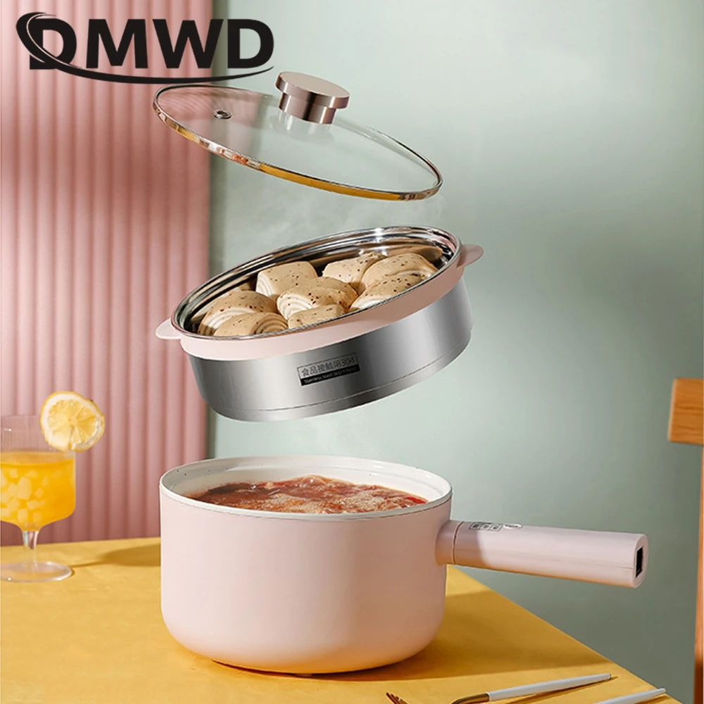 DMWD 1.8/2.5L Household Cooking Pot Electric Rice Cooker Mini Hot Pot Food Steamer Porridge Soup Pot Breakfast Maker Frying Pan 4