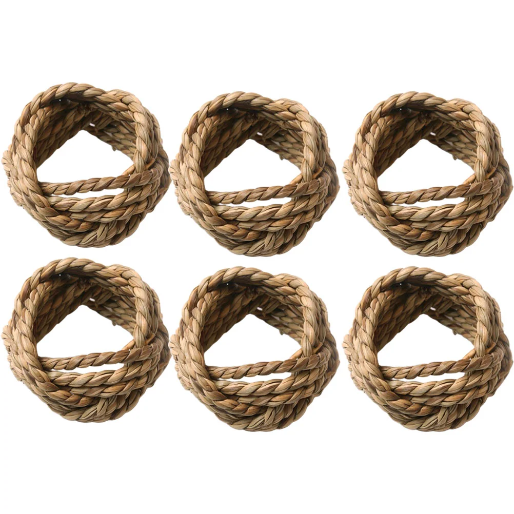 

6 Pcs Decor Woven Napkin Rings Straw Holder Buckles Manual Holders Rustic Banquet