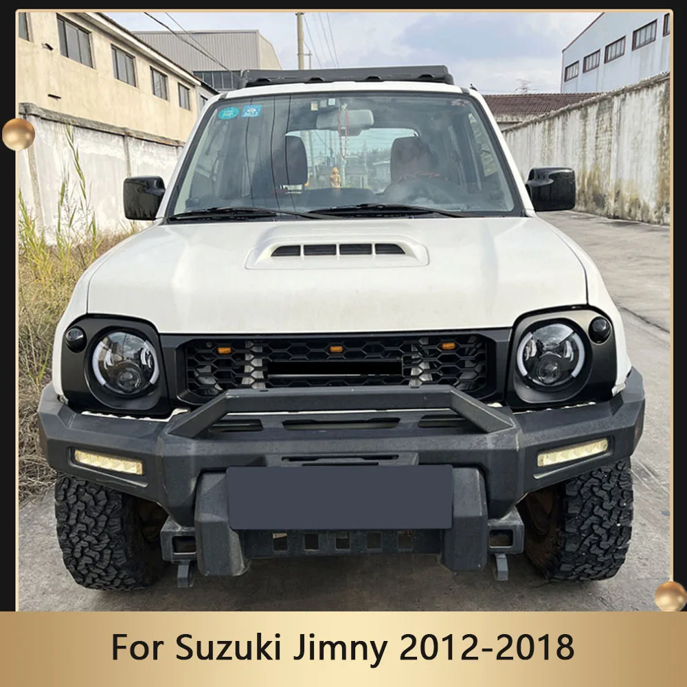 

For Suzuki Jimny 2012-2018 Car Grill With LED Lamps Mesh Grid Racing Grills Front Honeycomb Grille Radiator Cover Accessories