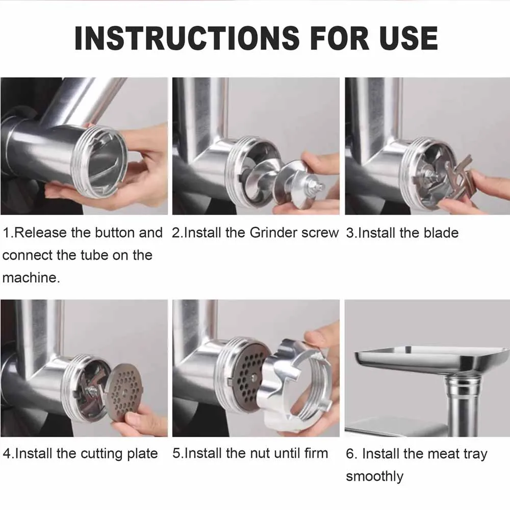 Heavy Duty 3200Watts Large Kitchen Stainless Steel Multi-function Electric Meat Grinder Sausage Maker Filler Mincer Stuffer 6