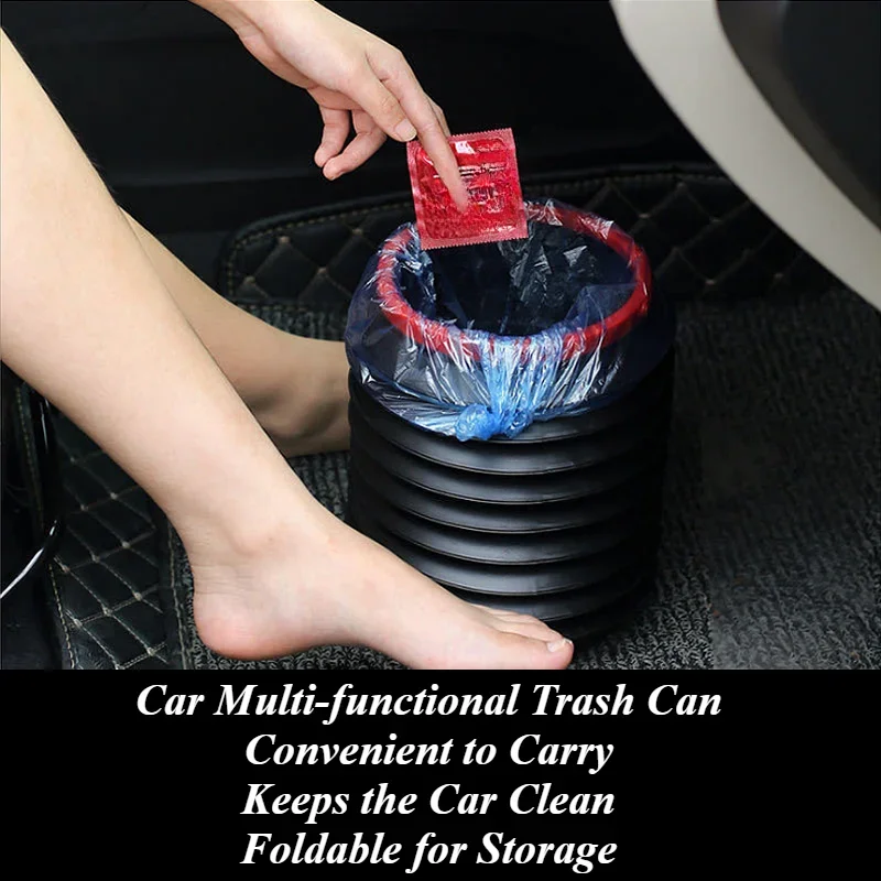 Car trash can, garbage bag, foldable car interior, multifunctional hanging storage for car supplies-Interior modification