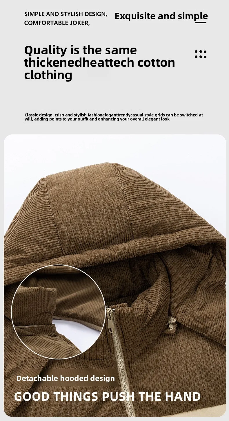 Custom LOGO cotton-padded clothes for men and women 2025 winter new thickened warm removable hooded cotton clothes couple jacket
