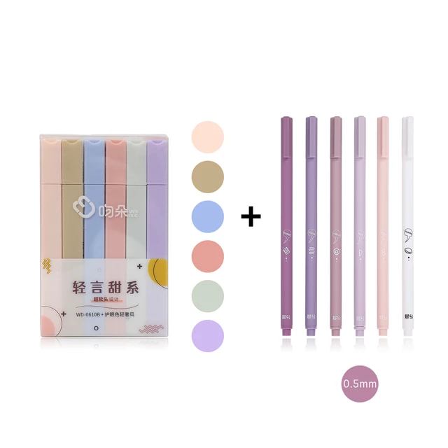 JIANWU 6pcs/set Creative cute morandi Simple small fresh gel pen kawaii Quick drying Cap neutral pen journal supplies Stationery gel pen mark pen F