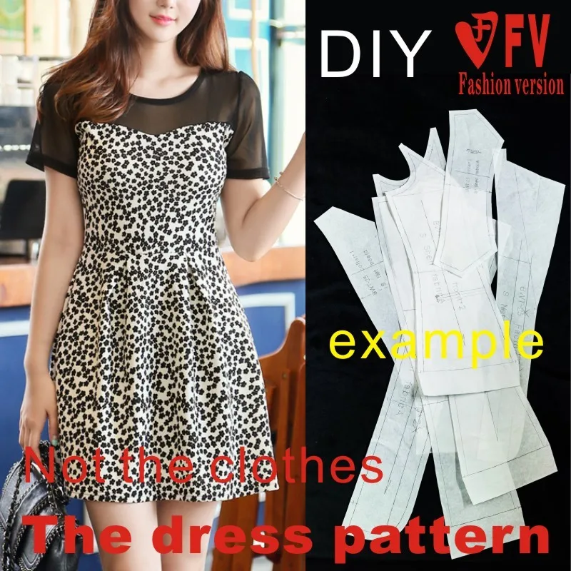 Dresses Sewing Pattern Template Cutting drawing Clothing DIY ((Not selling clothes)) BLQ-208