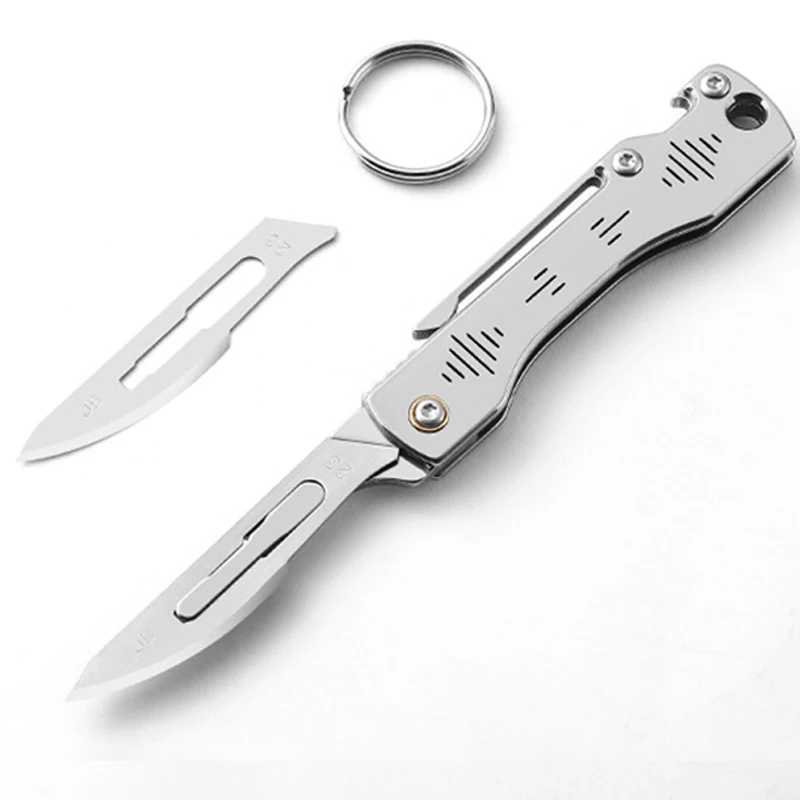 PortableStainlessSteelFoldingKnifeKeycahinPocketKnifeOutdoor