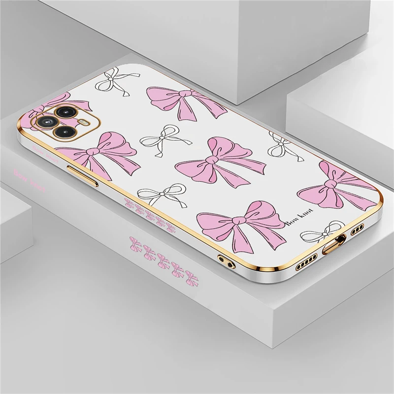Pink Bow Shockproof Silicone Phone Case Cover