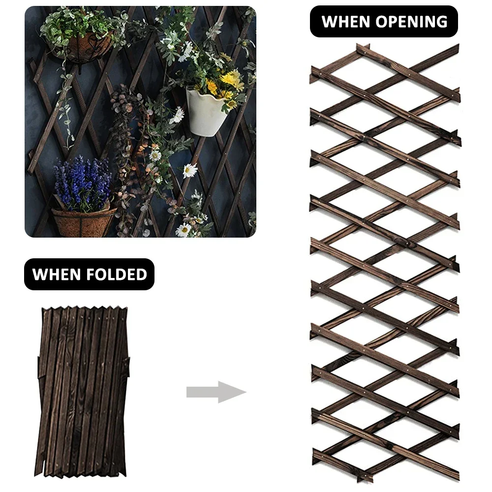Garden Folding Grid Flower Stand To Expand Wooden Garden Wall Fence Plant Climbing Frame To Support Courtyard Decoration