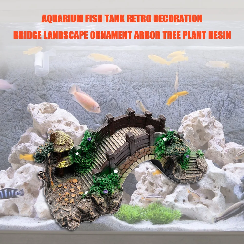 Title 15, Artificial Bridge Fish Tank Ornament Resin Aqua...