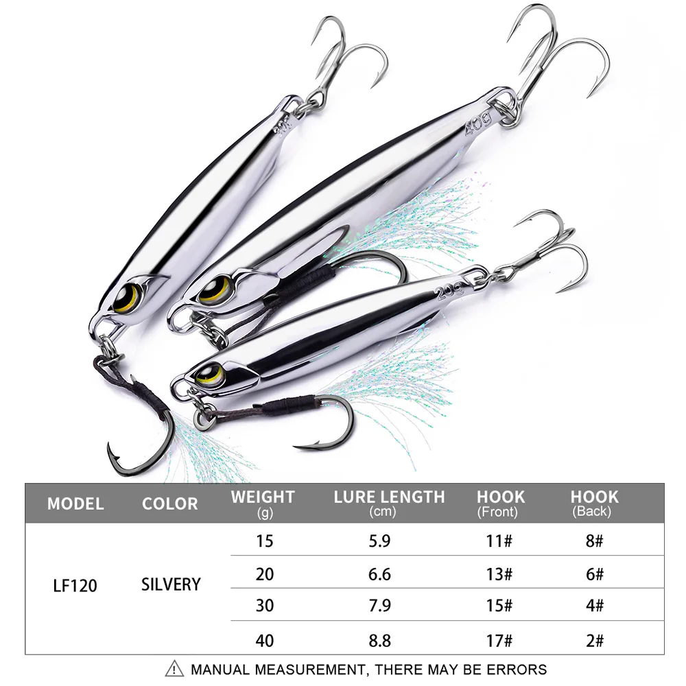 Chrome Jig Sea Fishing Front Jig Hook with Feather Jigging Lure Tenggiri Fishing Long Jig 15g 20g 30g 40g Used In Any Water 4