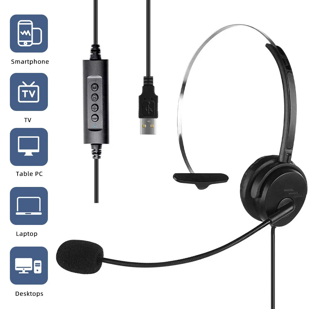 Fones de Ouvido com Fio Usb 3.5 mm Fone de Ouvido com Cancelamento de Ruído Mic Operador de Telefone Escritório com Fio Fones de Ouvido pc Call Center Fone de Ouvido 2023