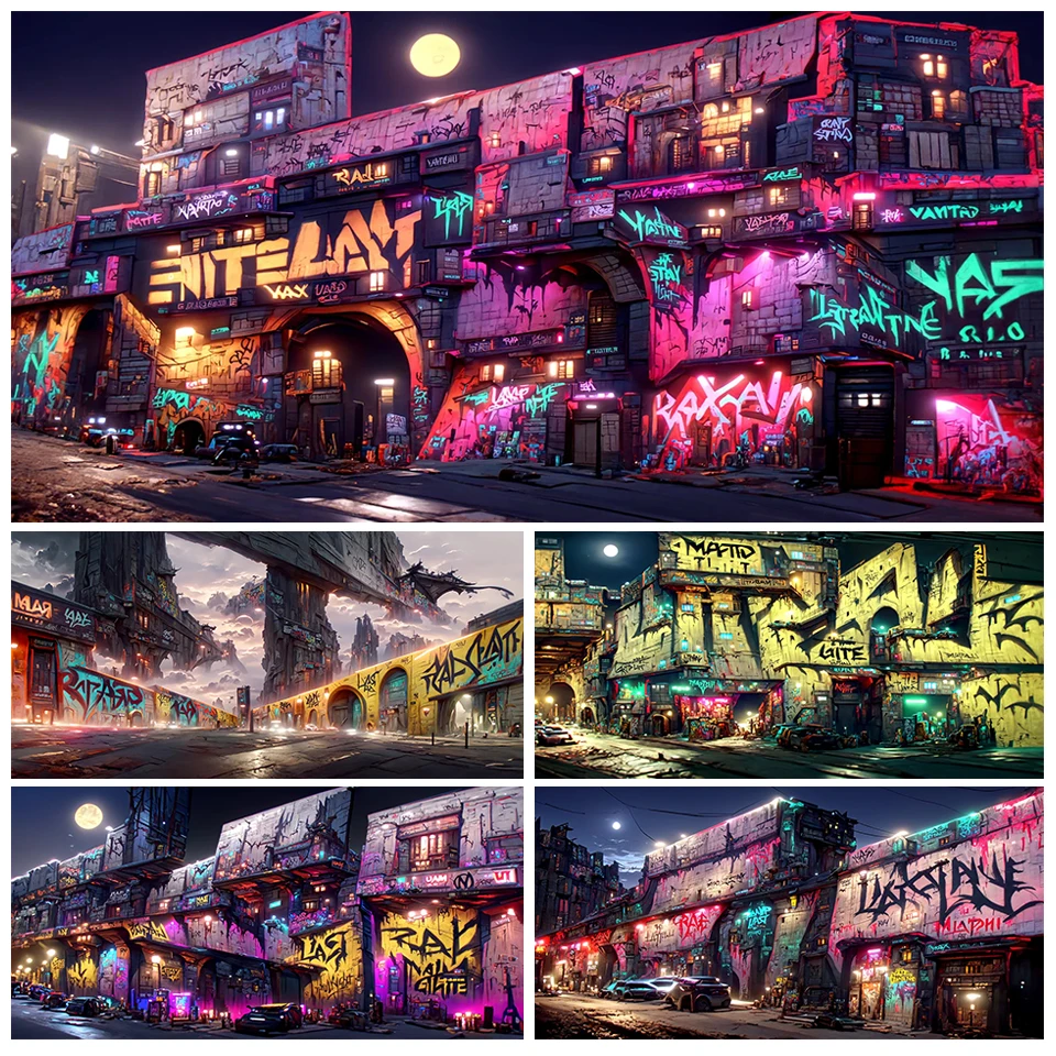 

5D Graffiti Street View Diamond Painting Abstract Landscape Art Full Drill Cross Stitch Mosaic Rhinestones Embroidery Home Decor