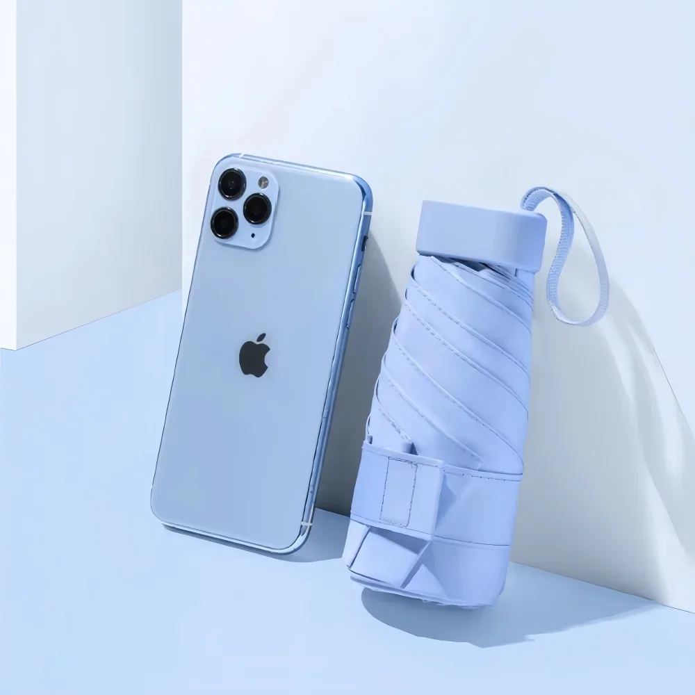 Sleek UV Shield Umbrella - Compact, Foldable Design with Stainless Steel Handle for All-Weather Durability