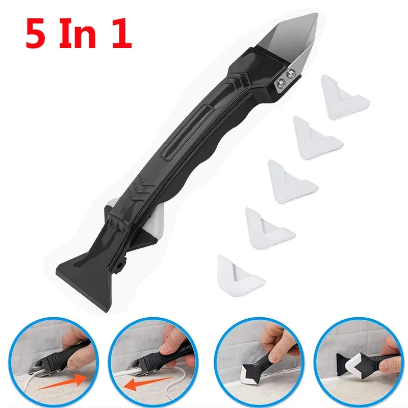 5 in1 Silicone Remover Sealant Smooth Scraper Caulk Finisher Grout Kit Tools Floor Mould Removal Hand Tools Set Accessories