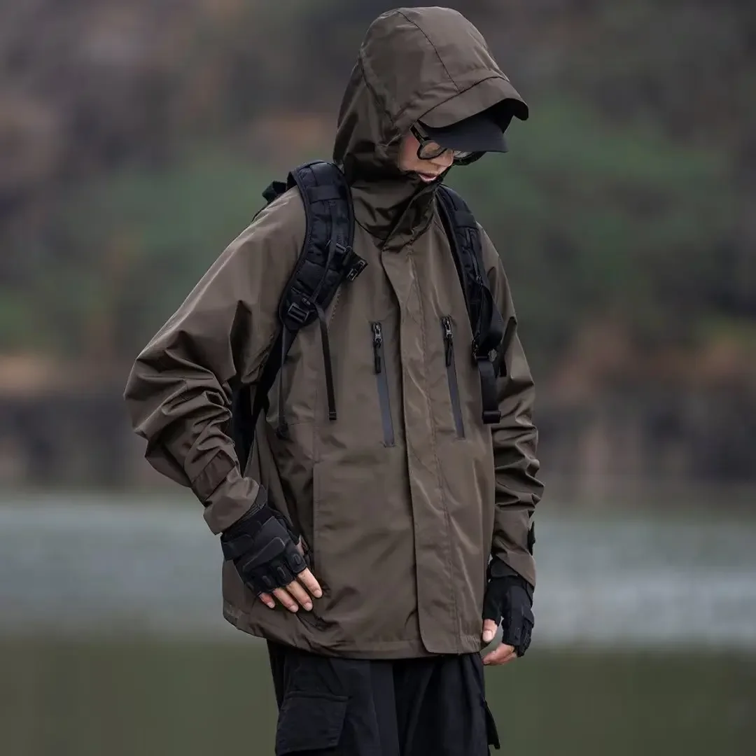 Spring Autumn Men Jacket Camping Hiking Seasons Windproof Waterproof Workwear Hooded Coat Men's Loose Charge Outdoor Mountain