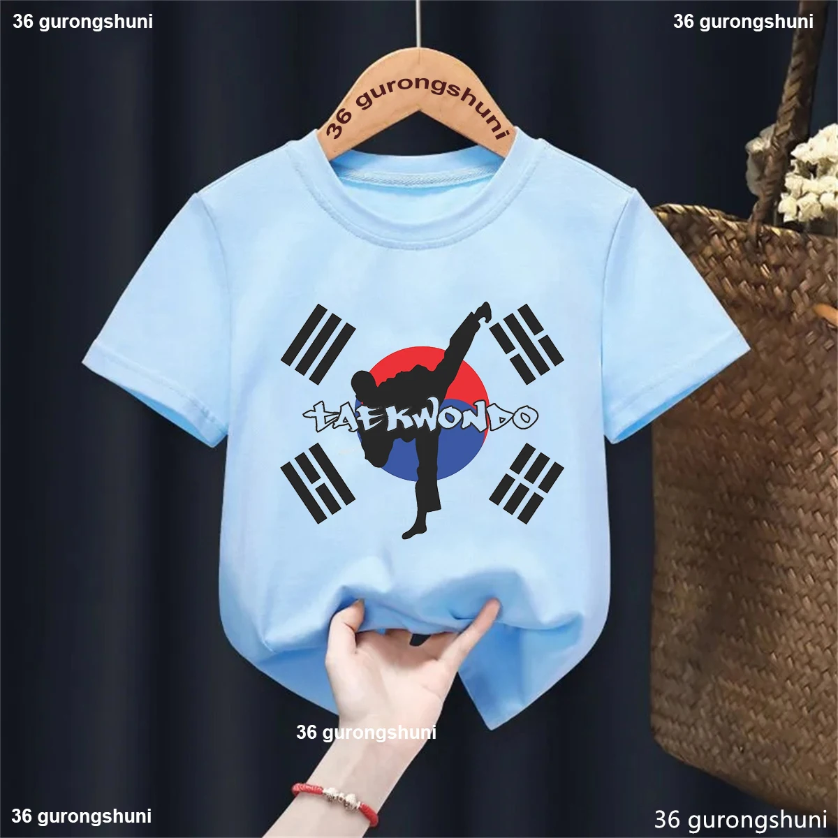 Newly Boys Tshirt Taekwondo Fighter Korean Martial Art Kick And Punch Graphic Print T-Shirt Kids Summer Toddler Tshirt Tops 3
