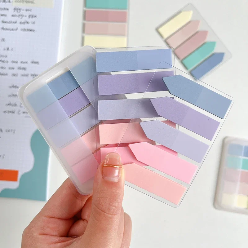 100 pcs Morandi color transparent index stickers PET label indicator stickers Multi-style Multi-color Sticky Notes 9 sections