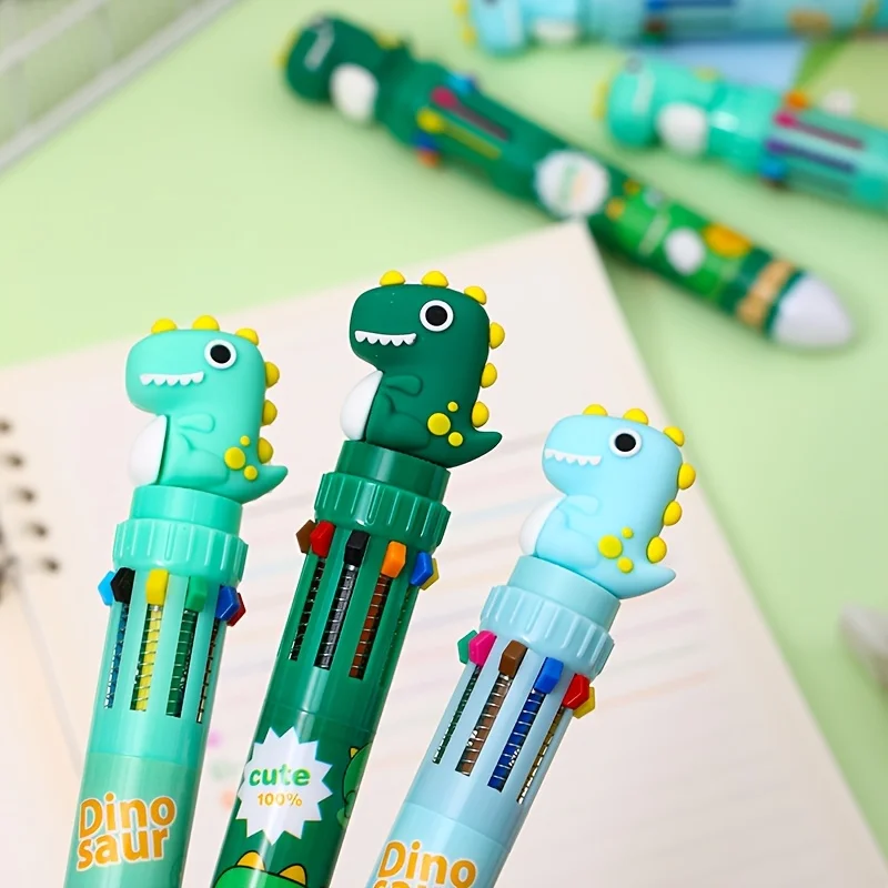 A 10-color retractable ballpoint pen with a dinosaur theme - an interesting and creative stationery gift 1 A 10-color retractable ballpoint pen with a dinosaur theme - an interesting and creative stationery gift 1
