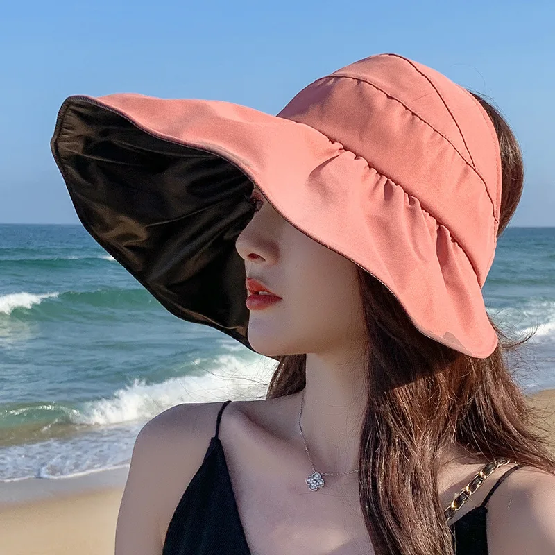 2025 Summer Empty Top Wide Brim Sun Hat for Women Anti UV Sunscreen Bucket Hat Female Sun Protection Outdoor Beach Cap Gift