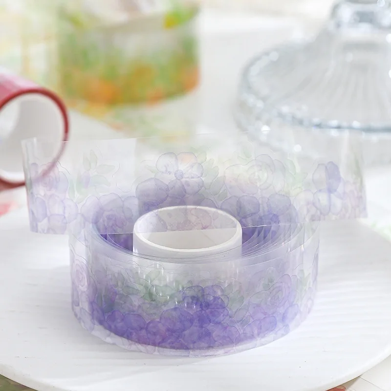 1개/묶음 장 접착 테이프 컬러풀 플라워 씨 장식 스크랩북킹 일본 스티커