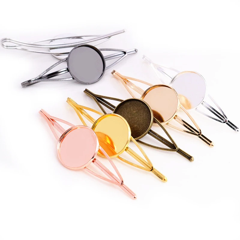 20mm 5pcs Hohe Qualität Bronze Silber Überzogene 7 Farben Kupfer Material Haarnadel Haar Clips Haarnadel Basis Einstellung Cabochon cameo