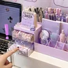 Cute Pen Desk Holder Storage Box Organizer Girl Drawer-type Desktop Student Stationery Handbook Nine Grids Kawaii Storage Box 5