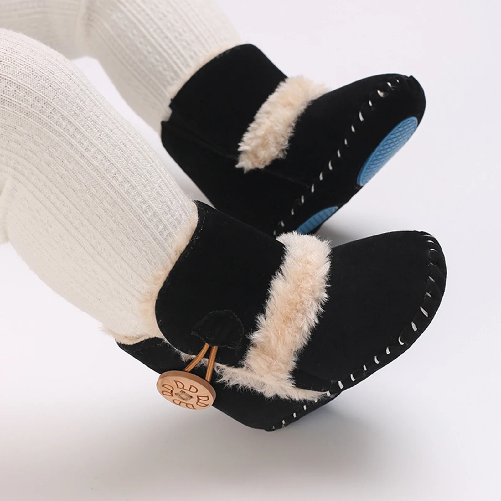 MISOWMNJOY Baby Snow Boots Fleece Fuzzy Plush Winter Warm Girls Boys Shoes Soft Sole Anti-Skid Toddler First Walkers 0-18 Months