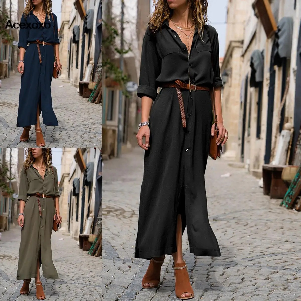 

Популярное стильное модное свободное платье-рубашка с длинным рукавом, новинка, зима