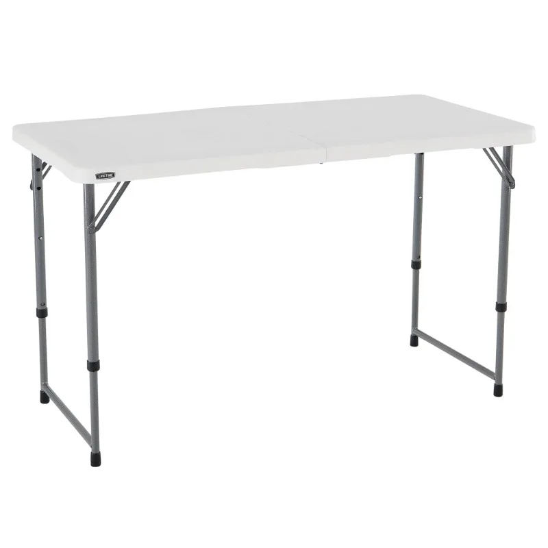 

Lifetime 4 Foot Rectangle Fold-in-Half Adjustable Height Table, Indoor/Outdoor Residential Grade, White Granite (4428)