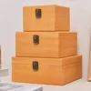 1 Pcs  S / M / L Wooden Jewelry Storage Box Pine Rectangular Flip Solid Wood Gift Box Handmade Craft Case Home Storage Tools 6