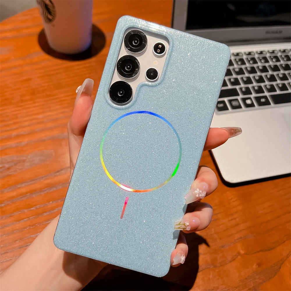 Glitter Bling Shockproof Magnetic Phone Case with Wireless Charging Compatibility