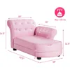 Kids Sofa, Pink Toddler Couch Princess Sofa with PVC Leather and Embedded Crystal, Upholstered Children Chaise Lounge 3
