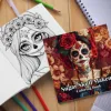 1pc 24 Pages Skull in Makeup Theme Coloring Book Art Craft Creative Expression Ideal Gift for Teens Adults 4